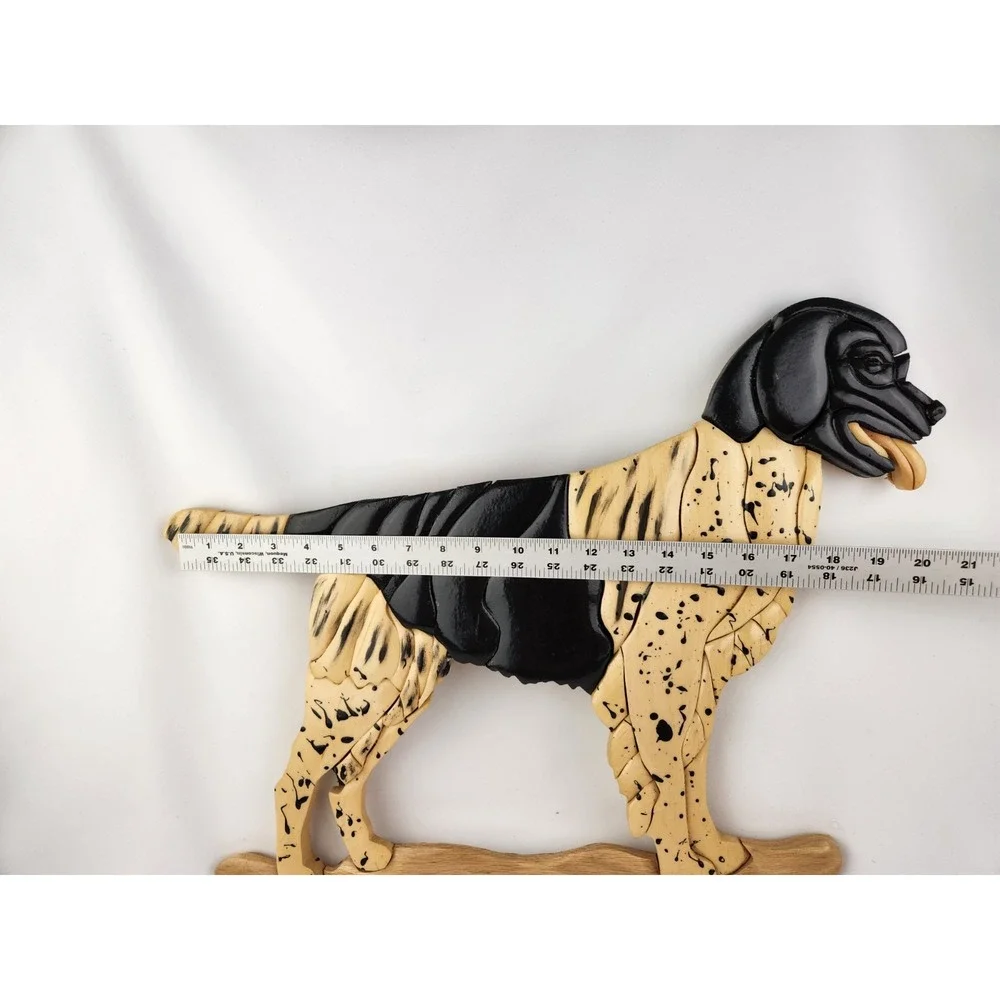 Wood Intarsia Stabyhoun English Setter Field Dog Pointer Handmade Wall Artisan‎